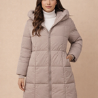 Women's Hooded Padded Coat – Mid-Length Insulated Comfort
