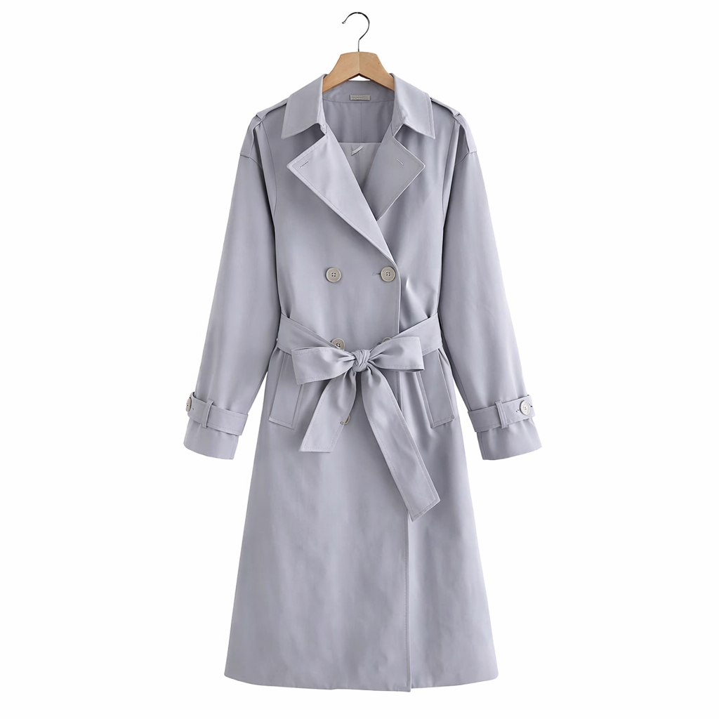 Women's Double Breasted Belted Coat – Structured Vintage Inspired Fit