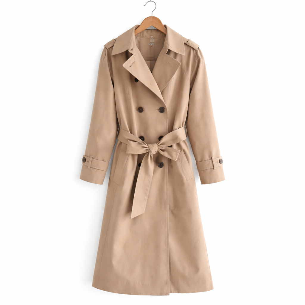Women's Double Breasted Belted Coat – Structured Vintage Inspired Fit