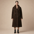 Women's Long Teddy Coat with Lapel – Soft Warm Layering