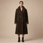 Women's Long Teddy Coat with Lapel – Soft Warm Layering