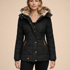 Women's Fur Collar Cotton Coat – Slim Fit Winter Comfort