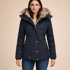 Women's Fur Collar Cotton Coat – Slim Fit Winter Comfort