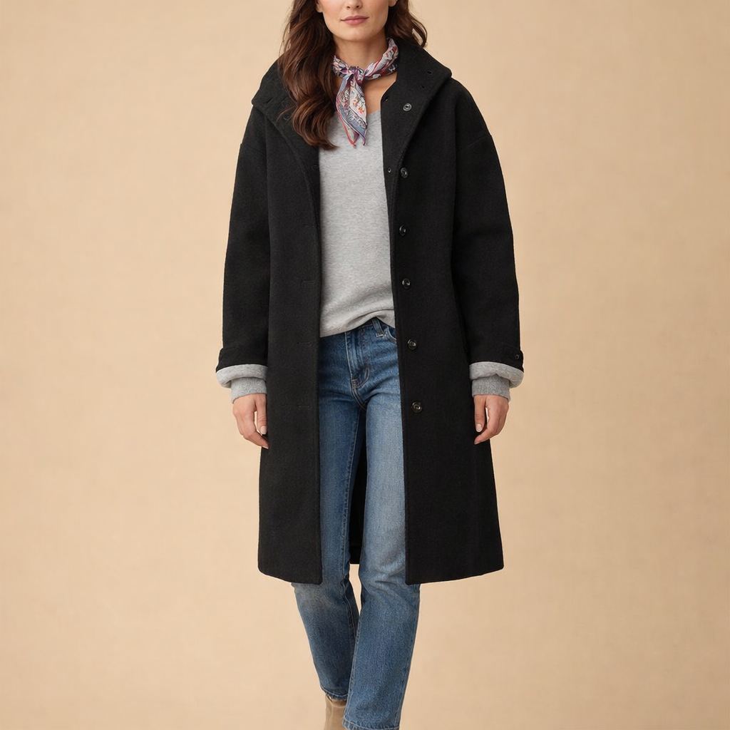 Women's Thickened Tweed Trench Coat – Warm Structured Outerwear