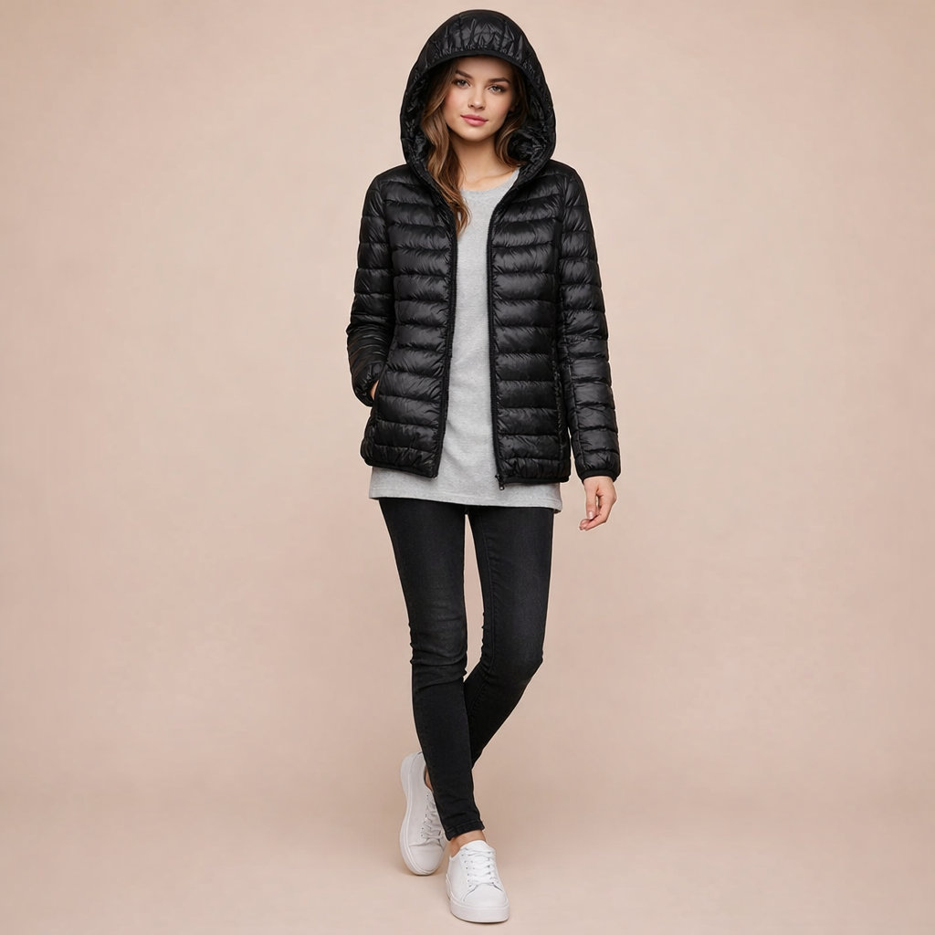 Women's Lightweight Hooded Down Jacket – Comfortable Everyday Cold-Weather Wear