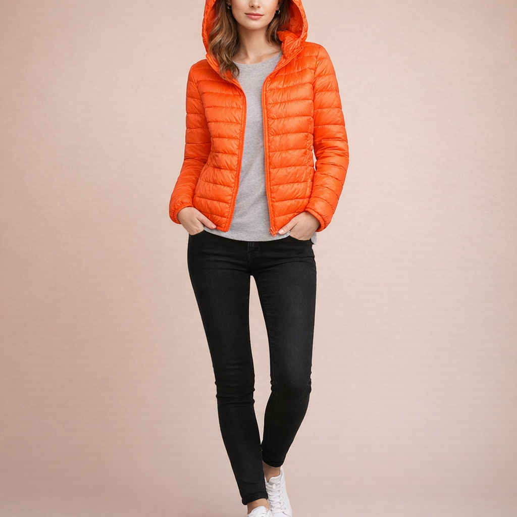 Women's Lightweight Hooded Down Jacket – Comfortable Everyday Cold-Weather Wear