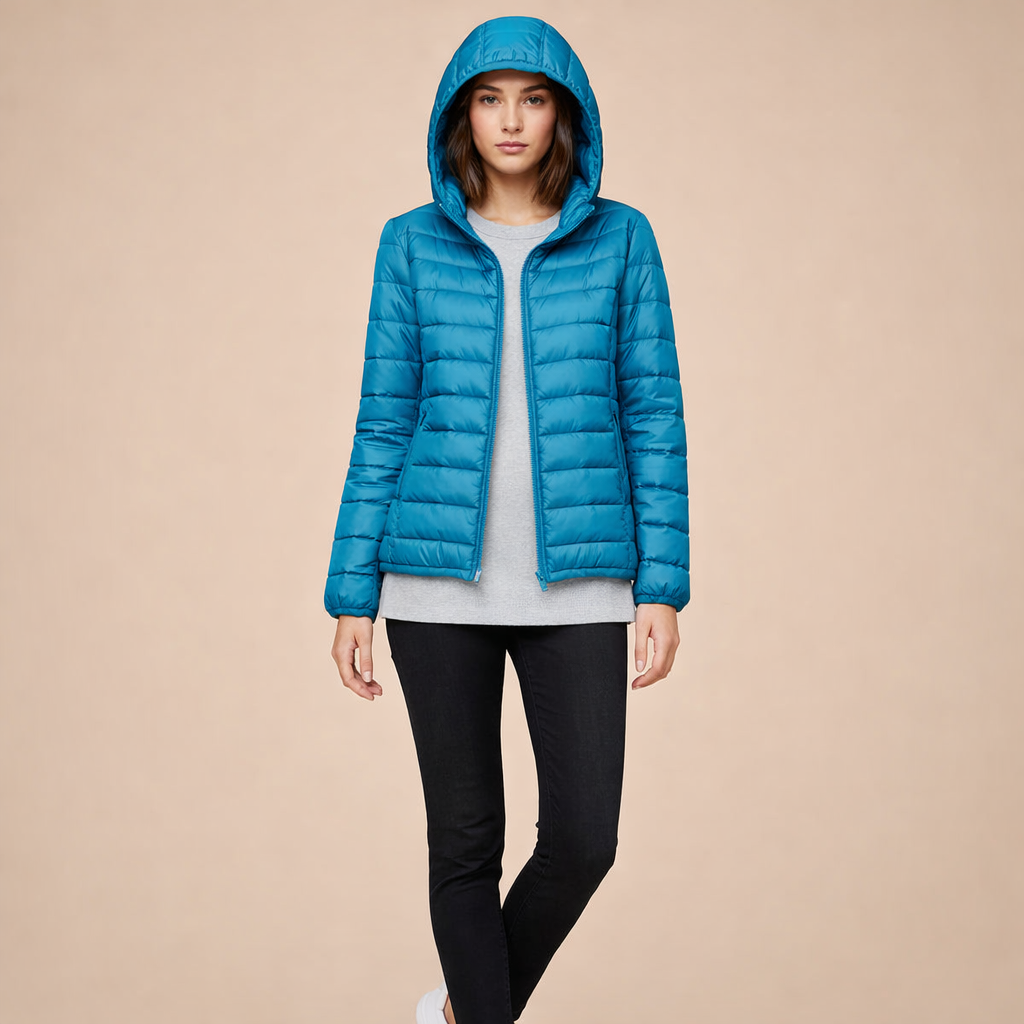 Women's Lightweight Hooded Down Jacket – Comfortable Everyday Cold-Weather Wear