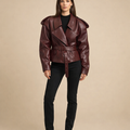 Women's Cropped Leather Jacket – Relaxed Fit for Everyday Wear