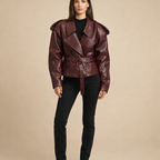 Women's Cropped Leather Jacket – Relaxed Fit for Everyday Wear