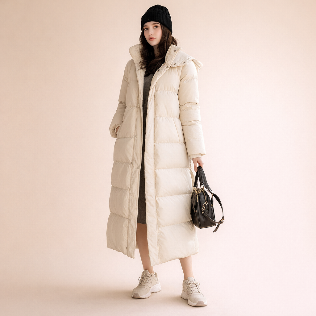 Women's Quilted Hooded Puffer Coat – Insulated Warmth for Cold Weather