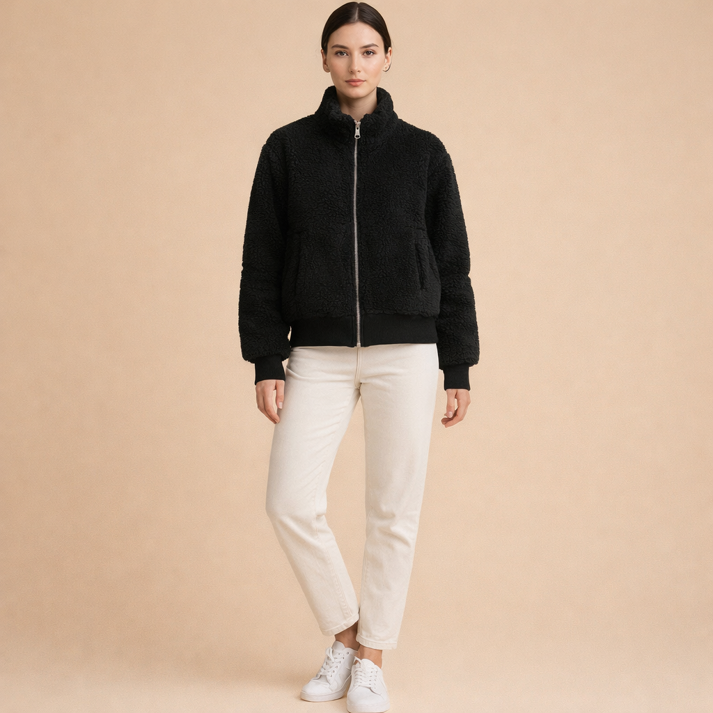 Women's Fleece Stand Collar Jacket – Lightweight Warmth for Daily Wear