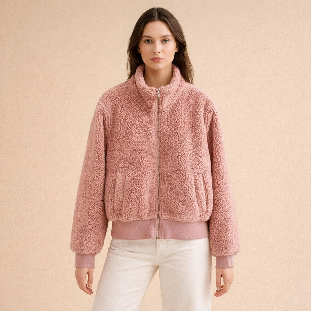 Women's Fleece Stand Collar Jacket – Lightweight Warmth for Daily Wear