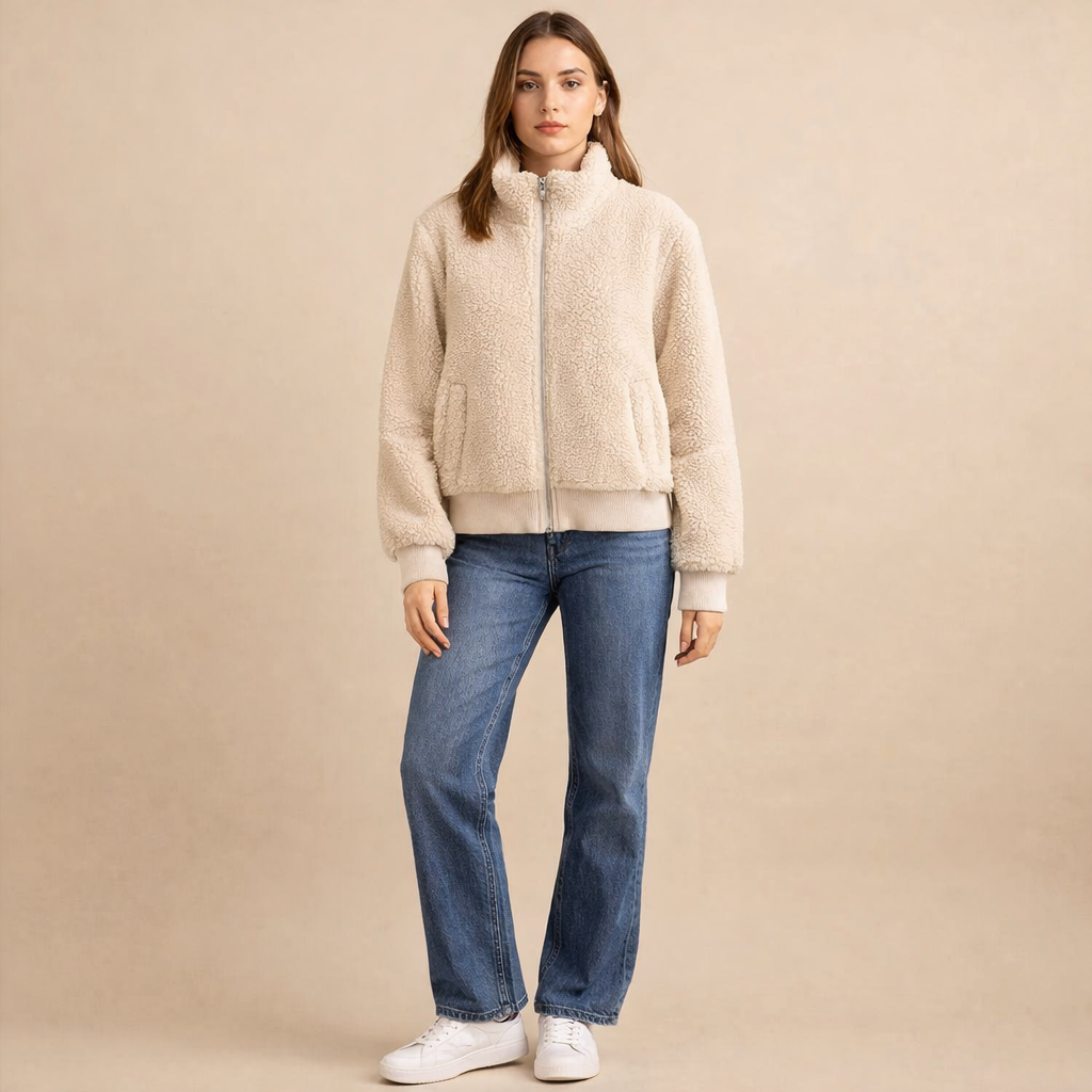 Women's Fleece Stand Collar Jacket – Lightweight Warmth for Daily Wear