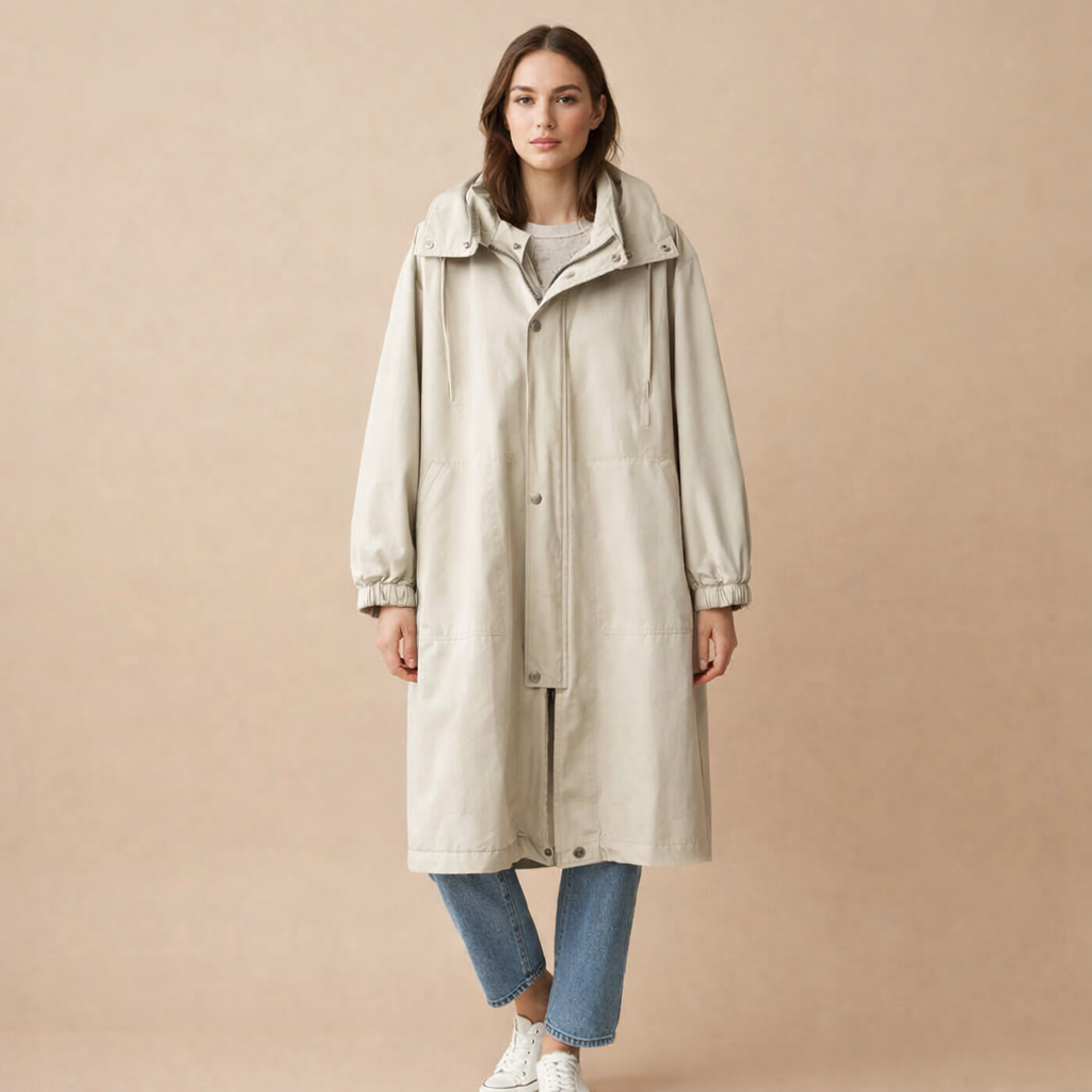 Women's Hooded Trench Coat – Mid-Length Casual Outerwear