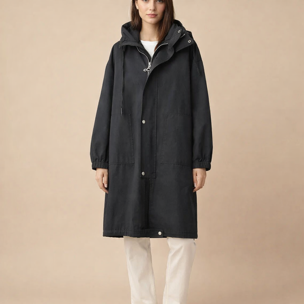 Women's Hooded Trench Coat – Mid-Length Casual Outerwear