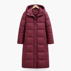 Women's Long Hooded Down Jacket – Insulated Coverage for Cold Weather