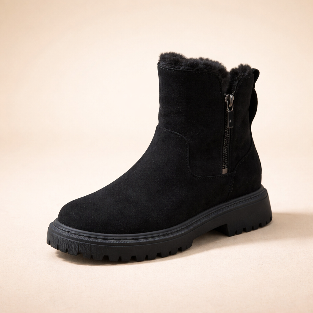 Women's Winter Cotton Leather Boots – Warm Lined Comfort for Cold Weather