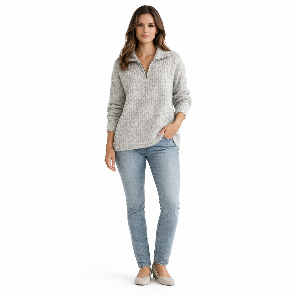 Women's Plus Size Half Zip Sweater – Comfortable Everyday Layering Fit