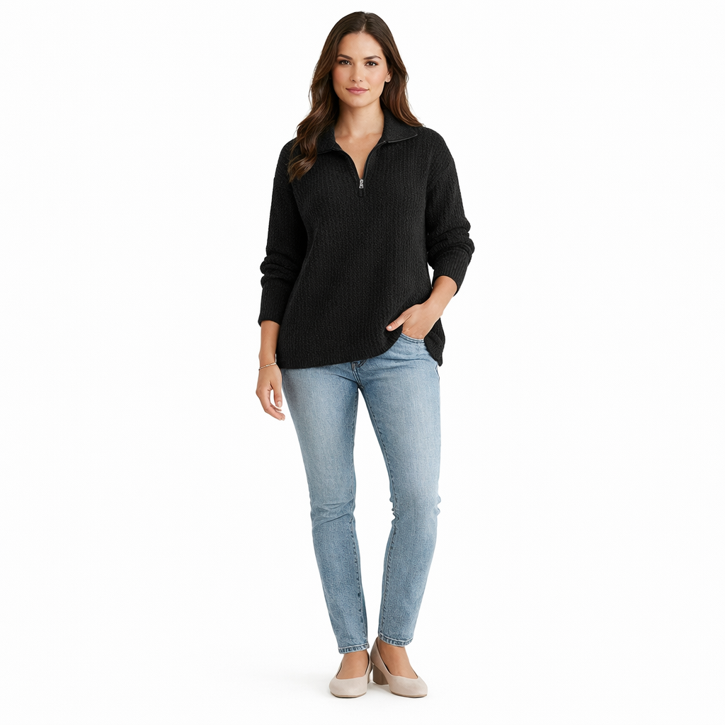 Women's Plus Size Half Zip Sweater – Comfortable Everyday Layering Fit
