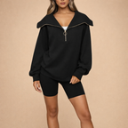 Women's Oversized Half Zip Pullover Sweater – Relaxed Everyday Layering Fit