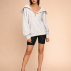 Women's Oversized Half Zip Pullover Sweater – Relaxed Everyday Layering Fit