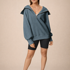 Women's Oversized Half Zip Pullover Sweater – Relaxed Everyday Layering Fit