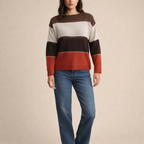 Women's Striped Knit Sweater – Comfortable Autumn Winter Wear