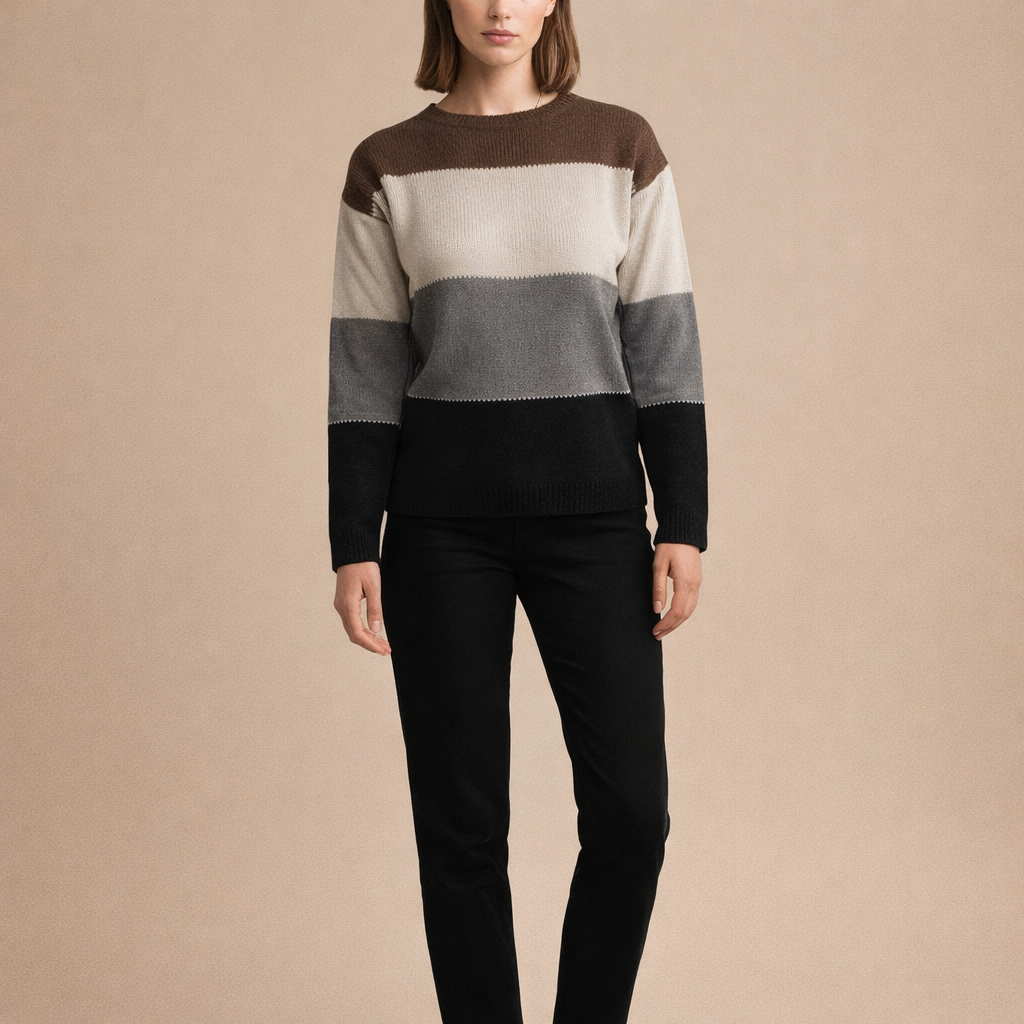 Women's Striped Knit Sweater – Comfortable Autumn Winter Wear
