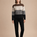 Women's Striped Knit Sweater – Comfortable Autumn Winter Wear