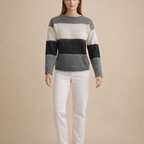 Women's Striped Knit Sweater – Comfortable Autumn Winter Wear