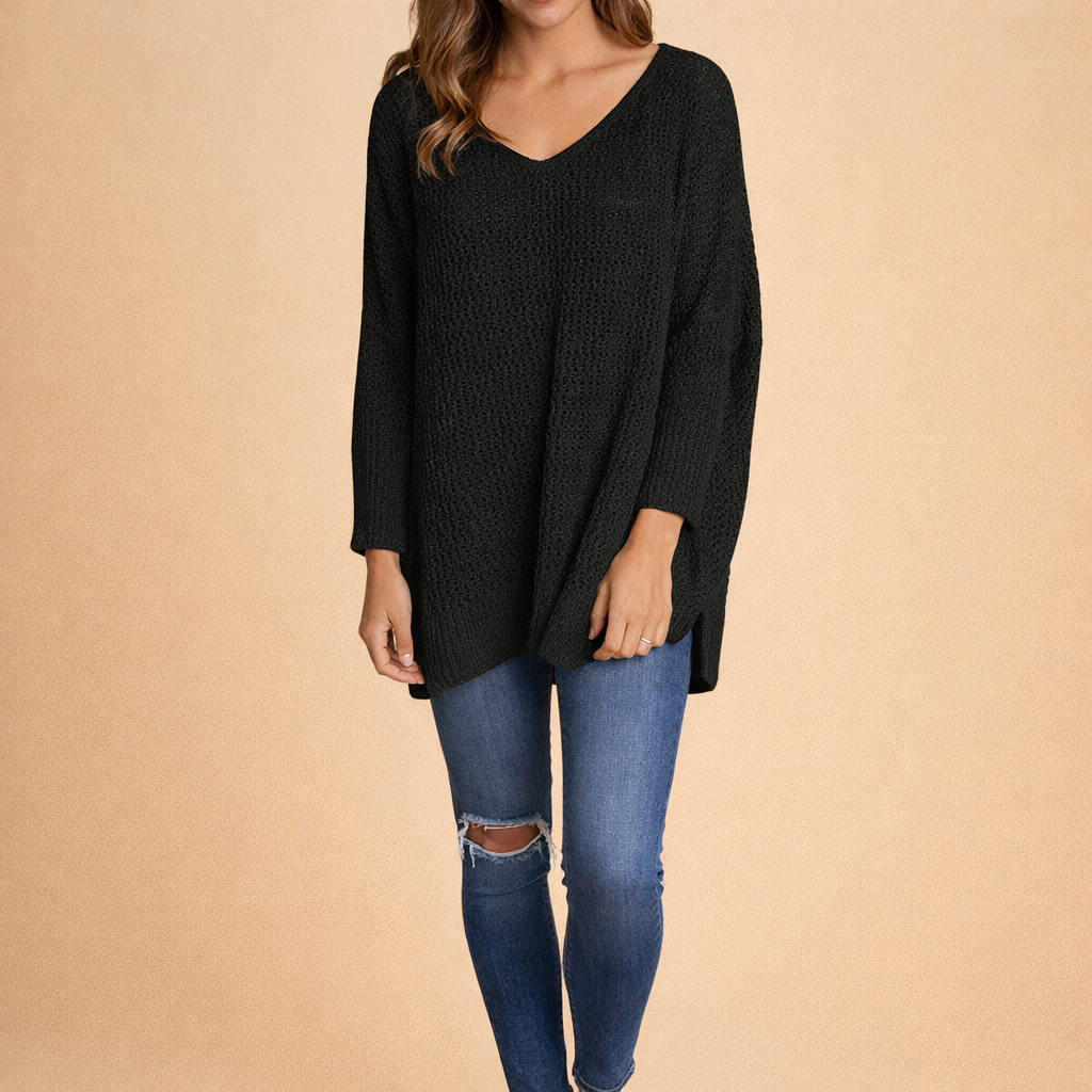 Women's V-Neck Knit Sweater – Warm Comfortable Winter Wear