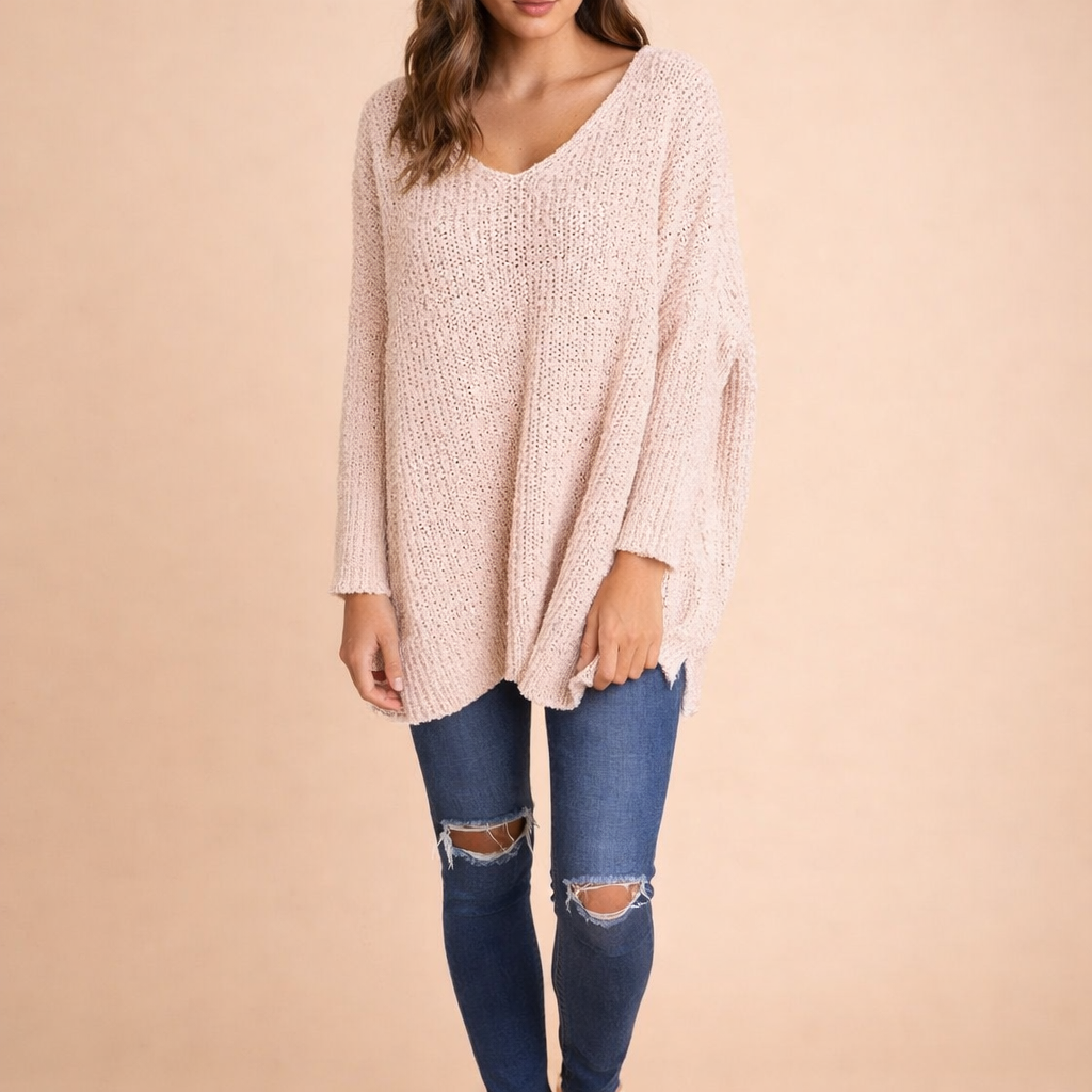Women's V-Neck Knit Sweater – Warm Comfortable Winter Wear