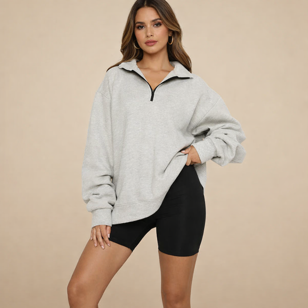 Women's Half-Zip Pullover Sweatshirt – Comfortable Casual Layering Wear