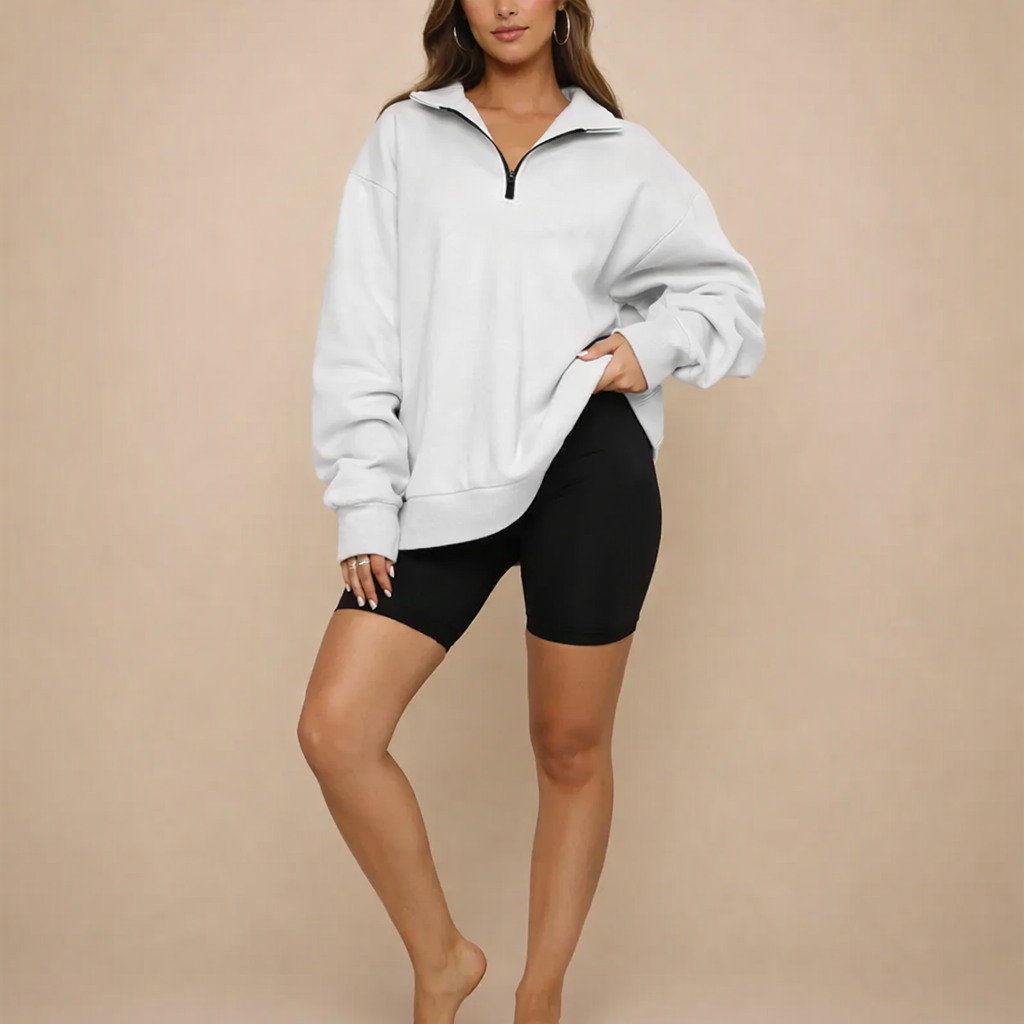 Women's Half-Zip Pullover Sweatshirt – Comfortable Casual Layering Wear