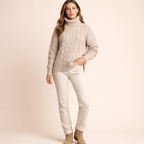 Women's Turtleneck Knit Sweater – Warm Relaxed Winter Wear