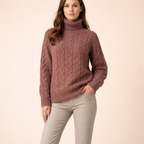 Women's Turtleneck Knit Sweater – Warm Relaxed Winter Wear