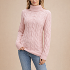 Women's Cable Knit Turtleneck Sweater – Warm Comfortable Winter Wear