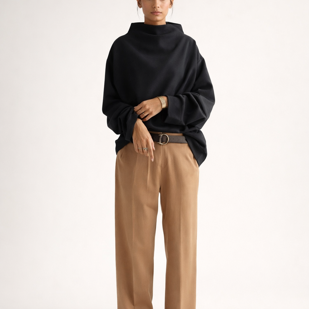 Women's High Neck Blouse – Comfortable Elegant Everyday Wear