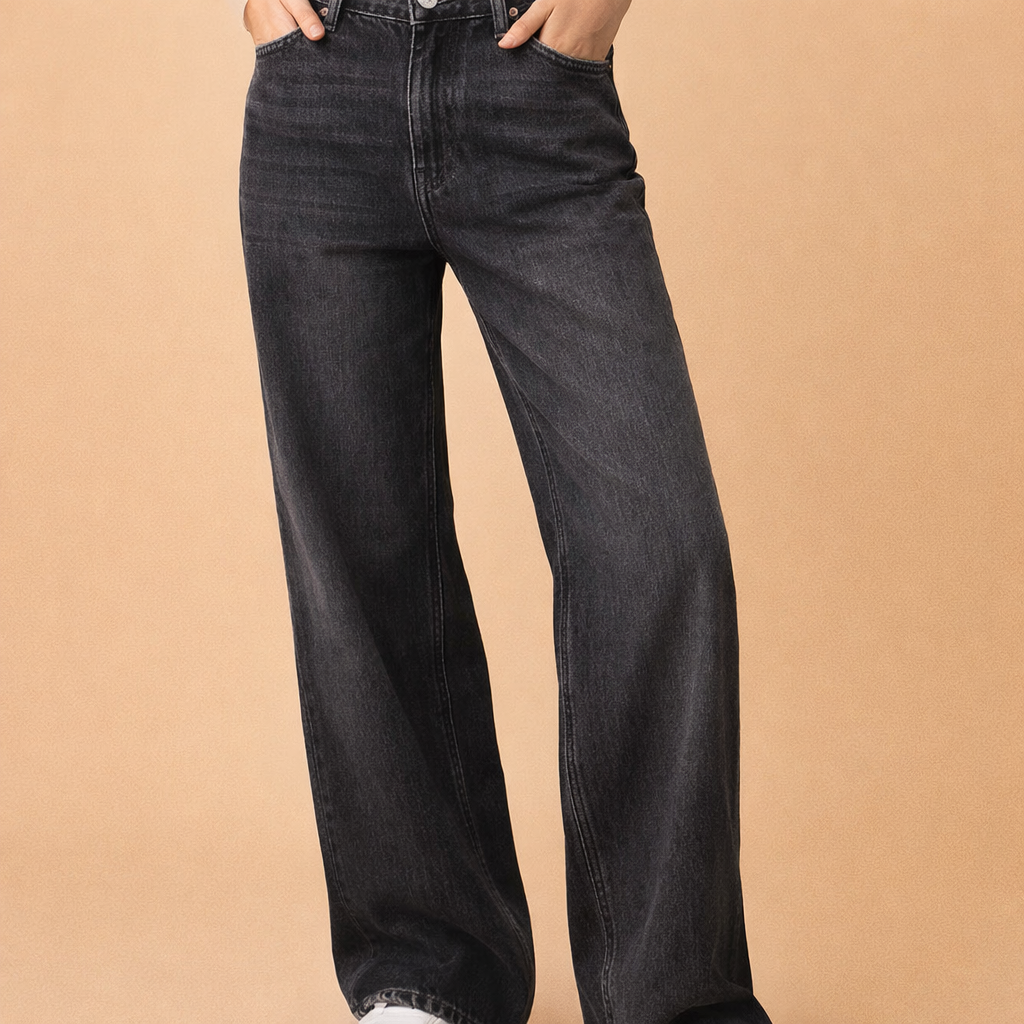 Women's Wide Leg Denim Trousers – Comfortable Casual Everyday Wear