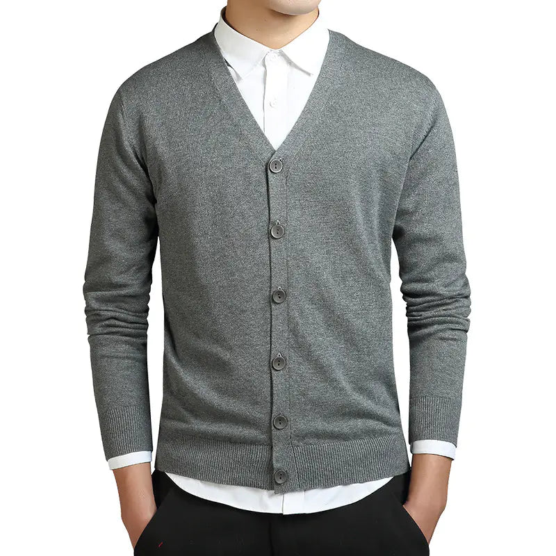 Men's V Neck Cardigan Sweater with Long Sleeves for Casual Everyday Wear 