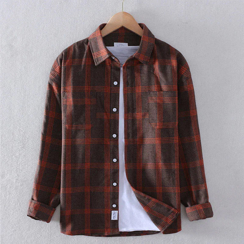 Men's Classic Plaid Flannel Shirt Long Sleeve Casual Button-Down Rugged Everyday Wear 