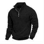 Men's Loose Fit Zip-Up Pullover Casual Long Sleeve Sweater for Everyday Autumn Wear