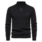 Men's Half Zip Stand Collar Knit Sweater Lightweight Casual Pullover