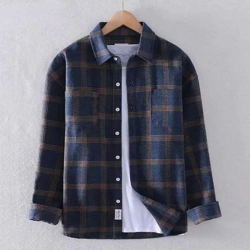 Men's Classic Plaid Flannel Shirt Long Sleeve Casual Button-Down Rugged Everyday Wear 