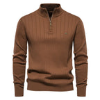 Men's Half Zip Stand Collar Knit Sweater Lightweight Casual Pullover