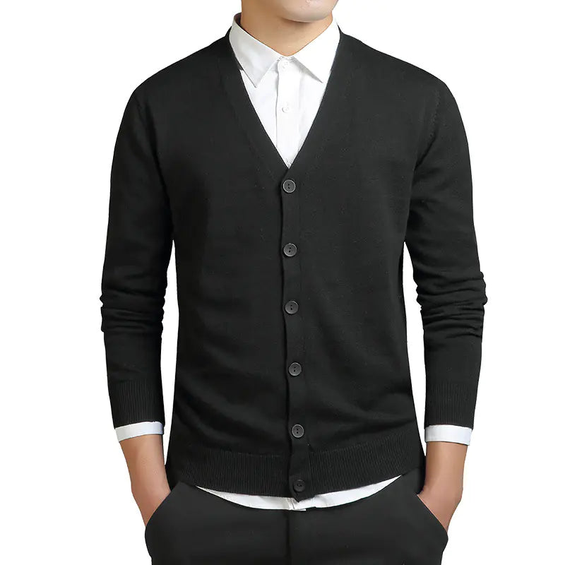 Men's V Neck Cardigan Sweater with Long Sleeves for Casual Everyday Wear 