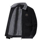 Men's Lamb Wool Corduroy Lapel Jacket with Cotton Lining for Winter Casual Wear