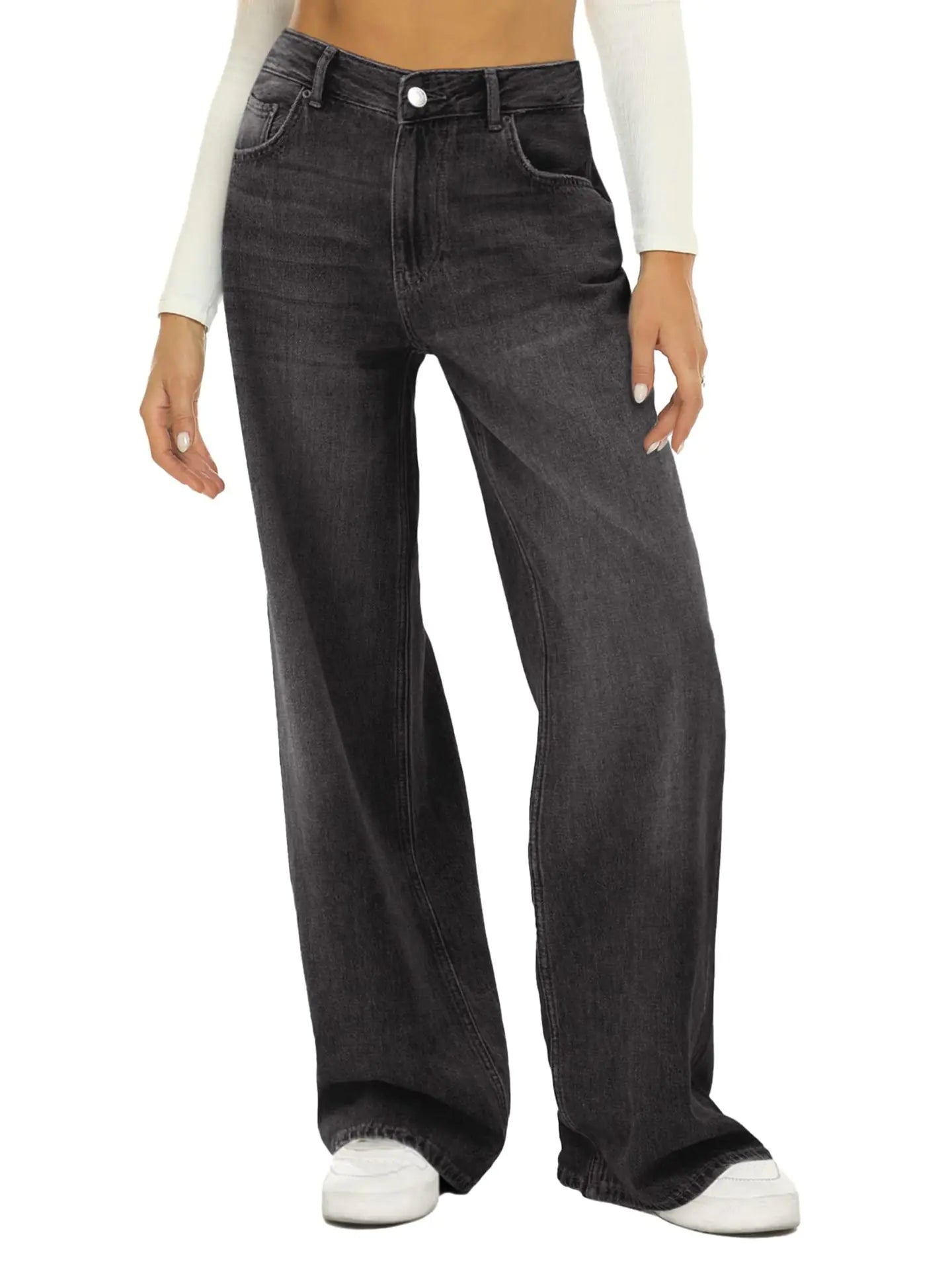 Women's Wide Leg Denim Trousers – Comfortable Casual Everyday Wear