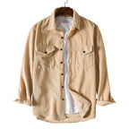 Men's Padded Corduroy Long Sleeve Shirt Retro Casual Button-Up for Autumn Winter 