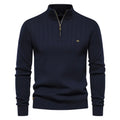 Men's Half Zip Stand Collar Knit Sweater Lightweight Casual Pullover